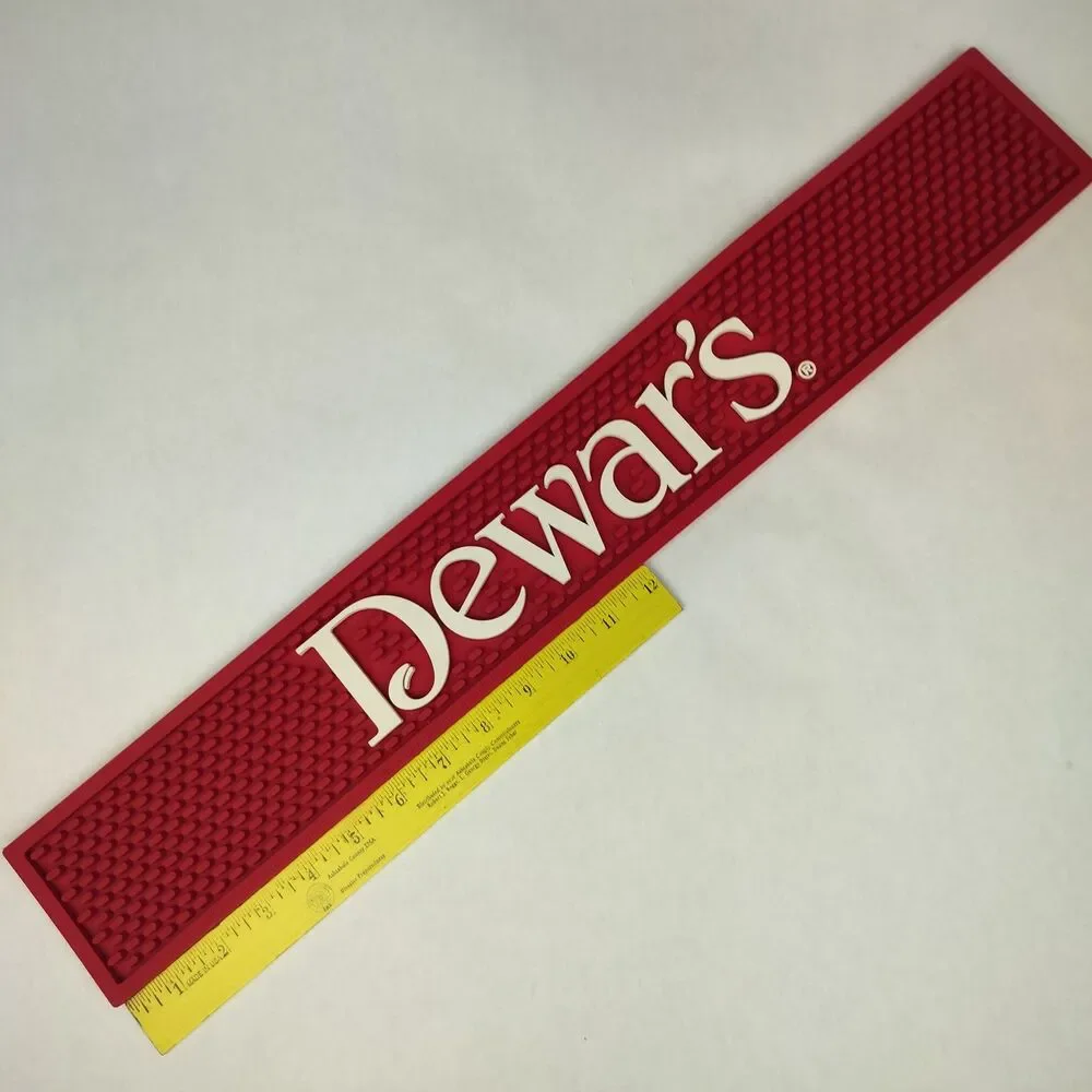 Dewar's Scotch Whisky Red Rubber Bar Mat Distillery Advertising Collectible